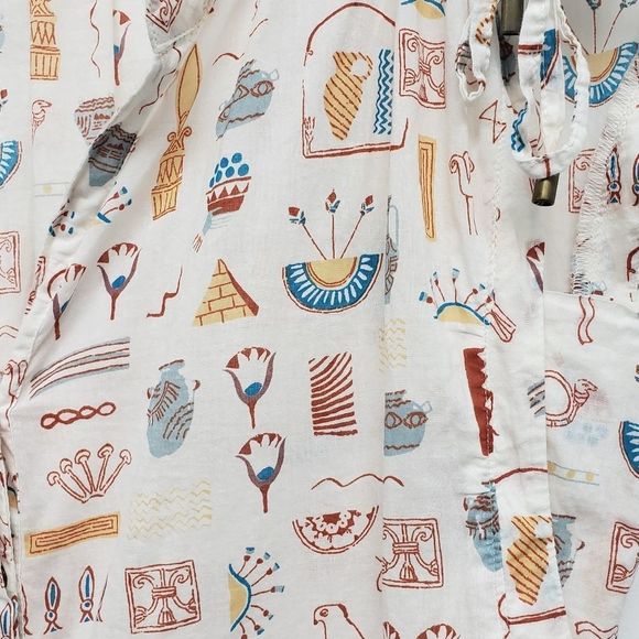 Anthropologie x Danielle Kroll Egyptian Hieroglyphics Brooklynite Top Size Small - Picture 4 of 13